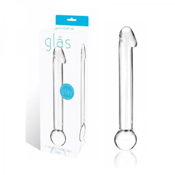 Glas - 7" Realistic Head Glass Dildo - Clear