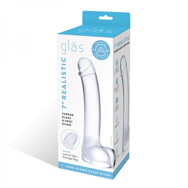 Glas - 7" Realistic Curved Glass G-spot Dildo - Clear