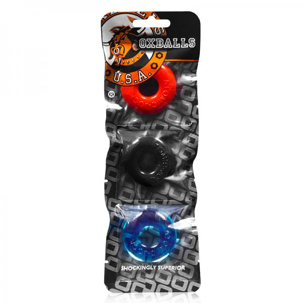 Oxballs Ringer, 3-pack Of Do-nut-1, Small, Multicolor Blue Ox Designs, Oxballs