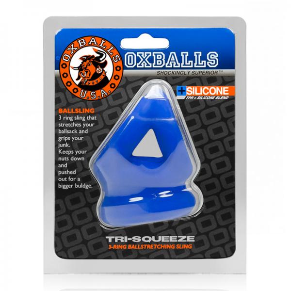 Oxballs Tri-squeeze Cocksling/ballstretcher, Cobalt Ice Blue Ox Designs, Oxballs