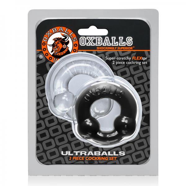 Oxballs Ultraballs, 2-pack Cockring, Black & Clear Blue Ox Designs, Oxballs