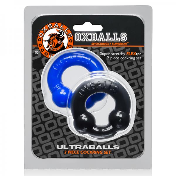 Oxballs Ultraballs, 2-pack Cockring, Black & Police Blue Blue Ox Designs, Oxballs