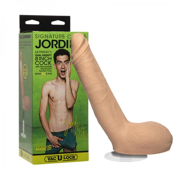 Signature Cocks Jordi El Nio Polla 8 Inch Ultraskyn Cock With Removable Vac-u-lock Suction Cup Vanil Doc Johnson