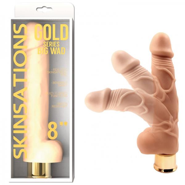 Skinsations Gold Series Big Wad 8in Vibrating Dildo Multi Function Hott Products