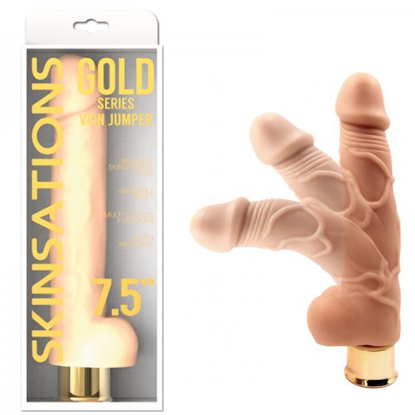 Skinsations Gold Series Vein Jumper 7.5in Vibrating Dildo Multi Function Hott Products